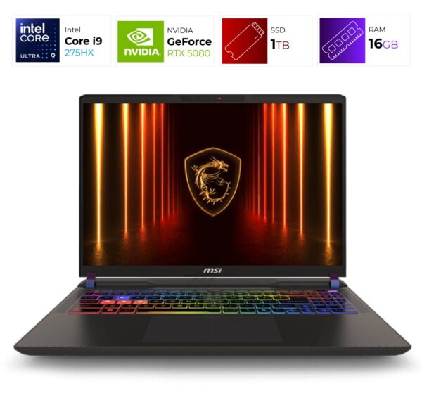 MSI Vector 16 HX – Intel Ultra 9 275HX – 16GB – RTX 5080 – 1TB – Cosmos Gray