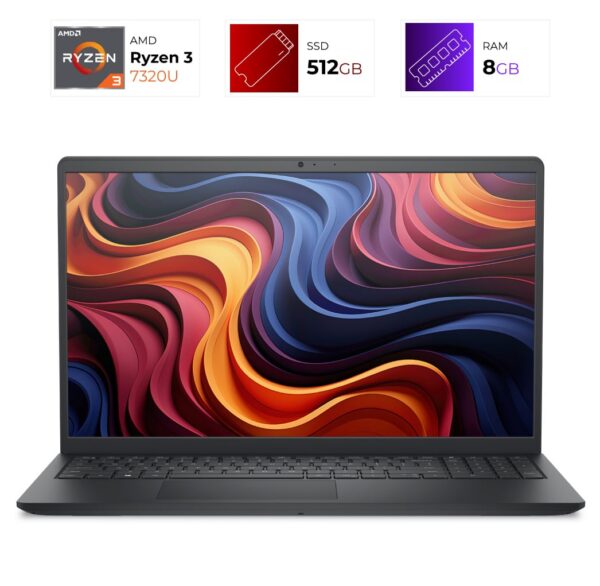 Dell 15 DC15255 – AMD Ryzen 3 7320U – 8GB – 512GB – Carbon Black