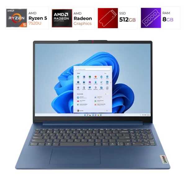 Lenovo IdeaPad Slim 3 – AMD Ryzen 5 7520u – 8GB – 512GB – Abyss Blue