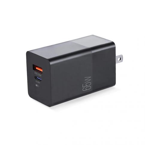 CARGADOR ARGOM FAST CHARGE DE PARED USB DUAL PD VOLTA P6 PLEGABLE TYPE-C+USB 65W ARG-AC-0124BK