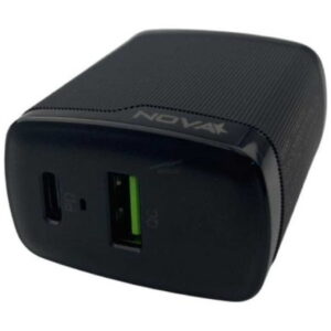 CARGADOR DE PARED NOVA PA046RBU001C 45W 1 PUERTO USB-C Y 1 PUERTO USB-A CARGA RAPIDA NEGRO