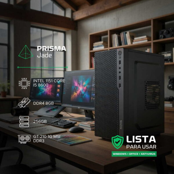 PC HOMEOFFICE – PRISMA JADE – INTEL CORE I5 8600 – 256GB – 8GB – GT-210 – WINP+ANTIVIRUS+OFFICE