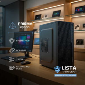 PC HOMEOFFICE – PRISMA TOPACIO – RYZEN 3 4100 – 256GB – 8GB – GT-210 – WINP+ANTIVIRUS+OFFICE