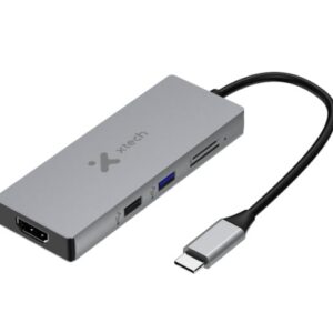 Hub 5 en 1 Xtech – USB-C – Gris