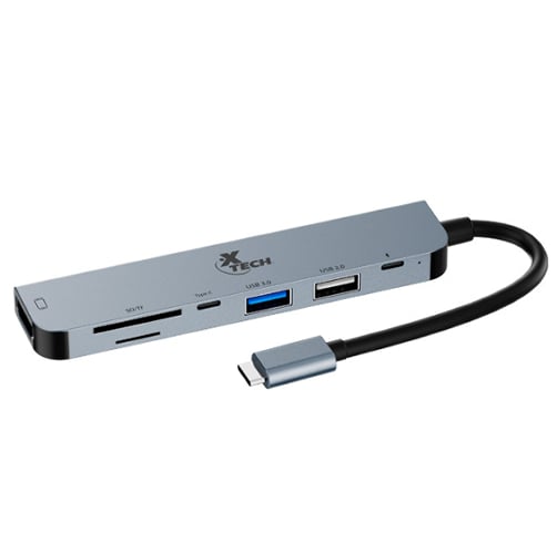 Hub 7 en 1 Xtech XTC571 – USB-C – Gris