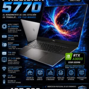 Dell Precision 5770 – 17″ OLED – i9 12th- 1tb SSD m.2- 32Gb Ram – RTX A3000 12Gb- USADA