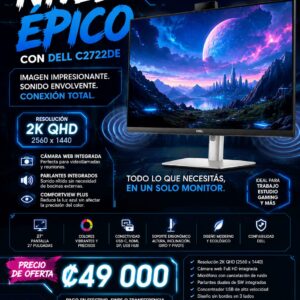 Monitor Dell 27 para videoconferencias (C2722DE) – Resolucion 2K – 27″ – 60Hz – Web Cam integrada – Parnates integrados – USADO