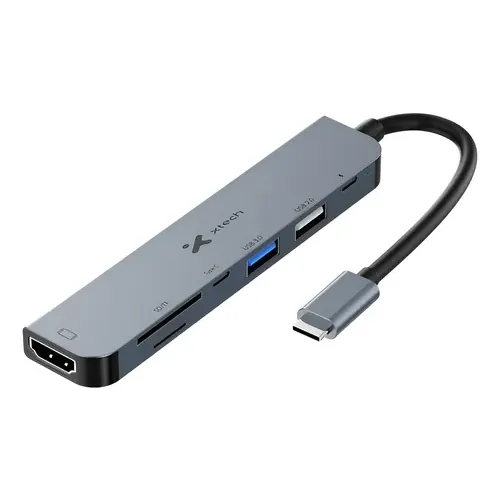 ADAPTADOR XTECH USB TIPO C MACHO A USB-C – HDMI – USB 3.0- USB 2.0 – SD – TF