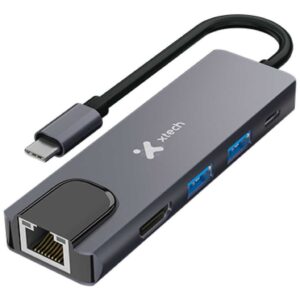 ADAPTADOR XTECH USB TIPO C MACHO 5 EN 1 RJ45 – HDMI – 2XUSB 3.0 – USB-C