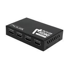 HDMI Unno Tekno Splitter 4-Outputs – 4K Ultra HD – Plug & Play – 3D – Full HD Quality – 340MHz Bandwidth – Compatible with all devices –  Power Adapter with 33.8 inch Cable
