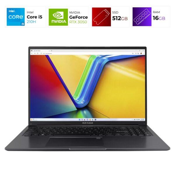 Asus Vivobook – Intel i5 210H – 16GB – RTX 3050 6GB – 512GB – Matte Black