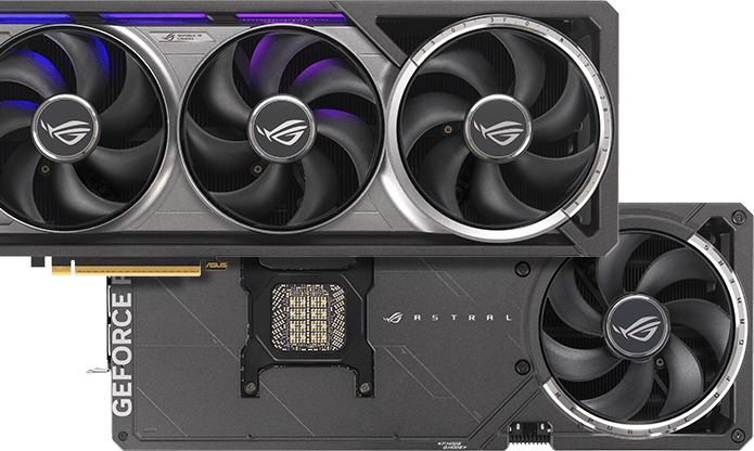 ASUS ROG Astral GeForce RTX 5090 OC vista frontal y posterior del producto