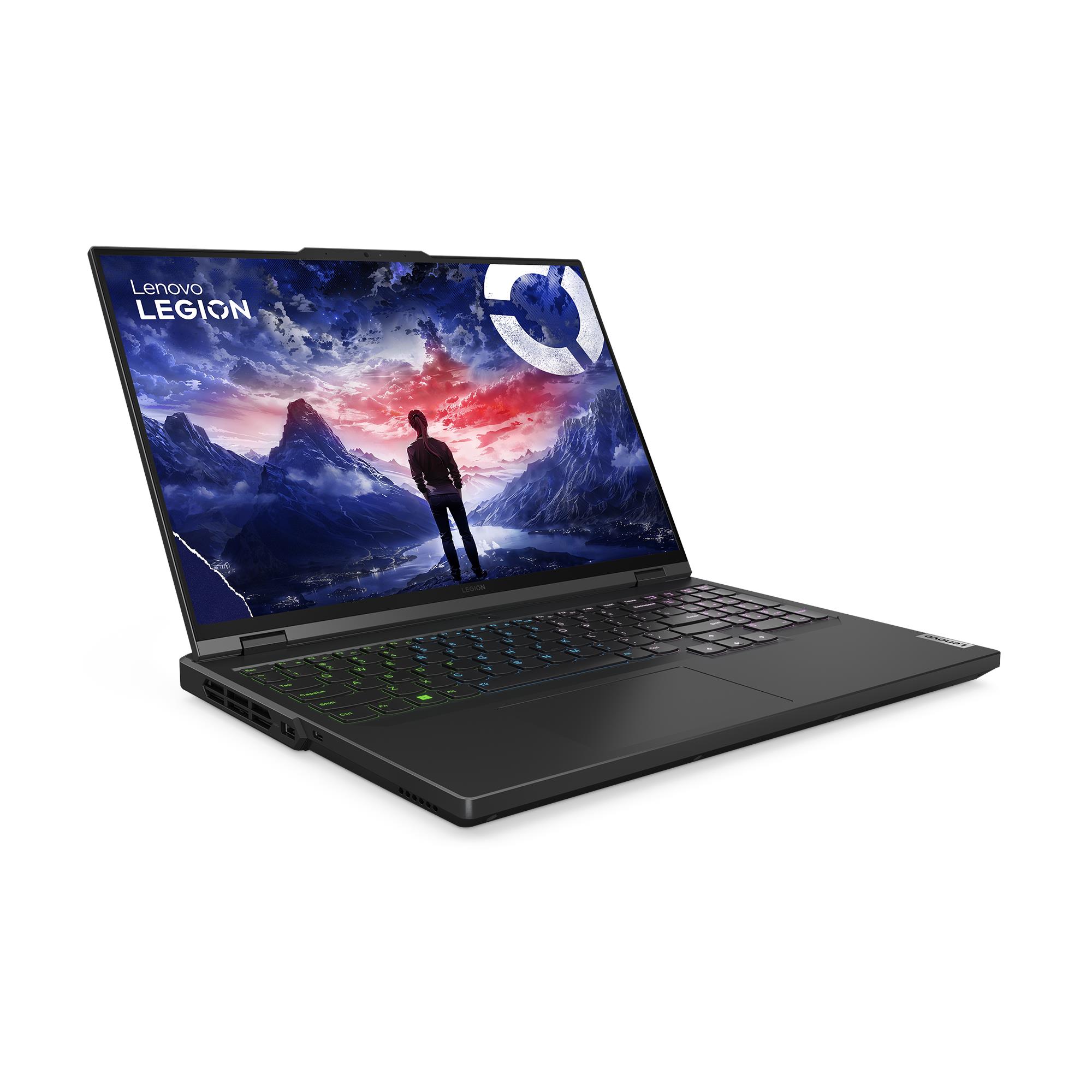 Laptop Lenovo Legion Pro 5 negra abierta con teclado RGB