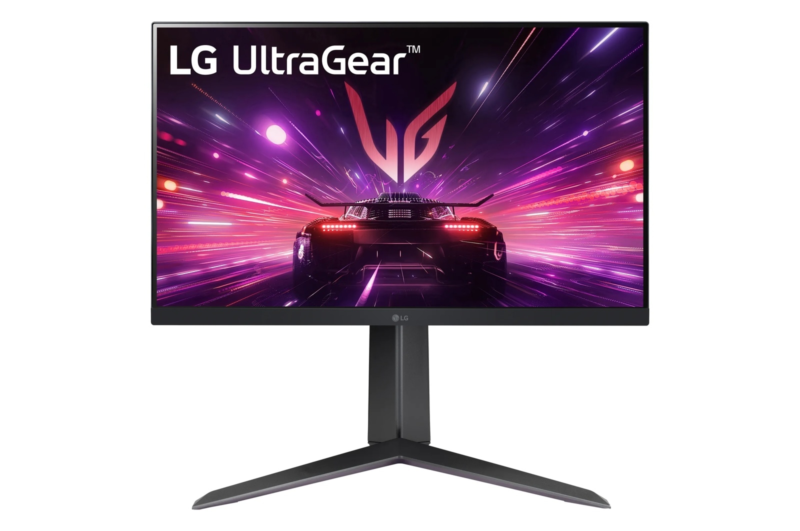 Monitor LG UltraGear 24GS65F-B de 24 pulgadas con imagen de auto